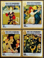 Набор марок (4 шт.). "Картины Ренуара". 1967 год, Хадрамаут.