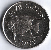Монета 5 центов. 2009 год, Бермудские острова.