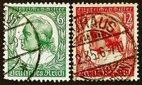 Набор почтовых марок (2 шт.). "175 лет со дня рождения Фридриха фон Шиллера". 1934 год, Германский Рейх.