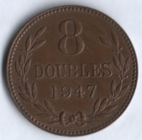 Монета 8 дублей. 1947 год, Гернси.
