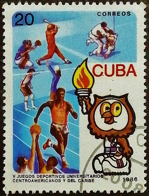 Почтовая марка. "V Центральноамериканская и Карибская Универсиада". 1986 год, Куба.