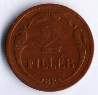 Монета 2 филлера. 1935 год, Венгрия.