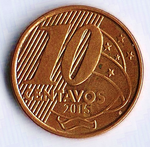 Монета 10 сентаво. 2015 год, Бразилия.