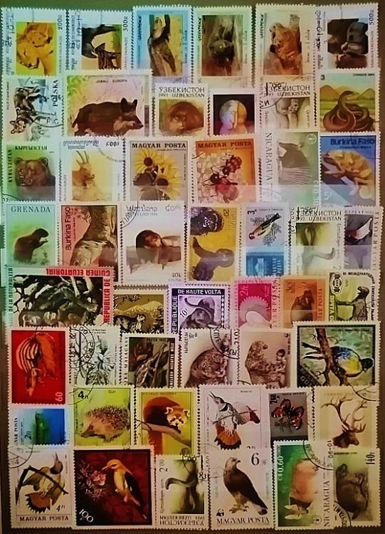 Подборка марок на тему "Фауна". Без повторов (более 150 шт.).