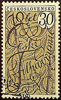 Почтовая марка. "70-летие Чешского филармонического оркестра". 1966 год, Чехословакия.