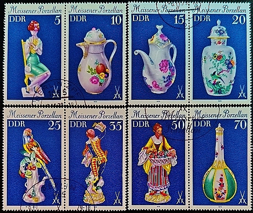 Набор почтовых марок (8 шт.). "Мейсенский фарфор". 1979 год, ГДР. Набор почтовых марок (8 шт.). "Мейсенский фарфор". 1979 год, ГДР.
