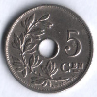 Монета 5 сантимов. 1920 год, Бельгия (Belgie).