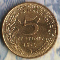 Монета 5 сантимов. 1979 год, Франция.