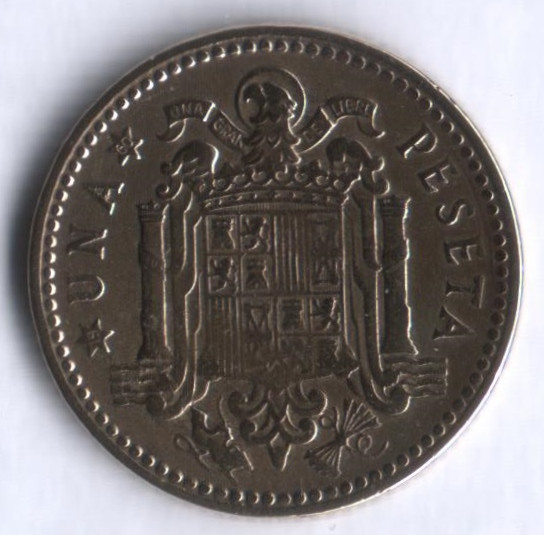 Монета 1 песета. 1953(60) год, Испания.