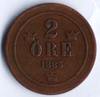 Монета 2 эре. 1883 год, Швеция.