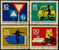 Набор почтовых марок (4 шт.). "Безопасность дорожного движения". 1966 год, ГДР.