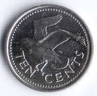 Монета 10 центов. 2008 год, Барбадос.