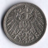 Монета 5 пфеннигов. 1893 год (J), Германская империя.