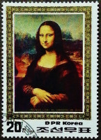 Почтовая марка. "Мона Лиза", Леонардо да Винчи. 1986 год, КНДР.