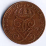 Монета 5 эре. 1909 год, Швеция. Крест маленький.