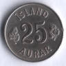 Монета 25 эйре. 1959 год, Исландия.