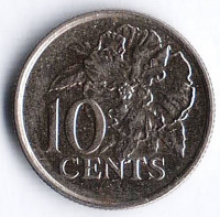 Монета 10 центов. 2016 год, Тринидад и Тобаго.