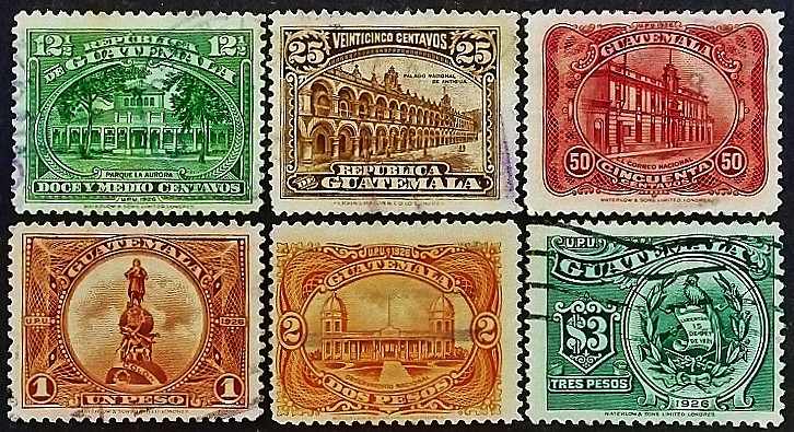 Набор почтовых марок (6 шт.). "Национальные символы". 1926 год, Гватемала.
