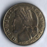 Монета 1 лира. 1946 год, Италия.