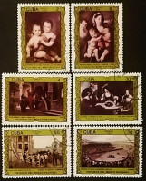 Набор почтовых марок  (6 шт.). "Картины из Национального музея (1986)". 1986 год, Куба.
