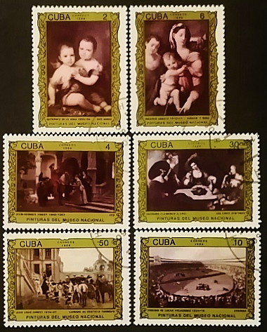 Набор почтовых марок  (6 шт.). "Картины из Национального музея (1986)". 1986 год, Куба.