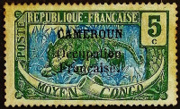 Марка почтовая (5 c.). "Леопард «CAMEROUN Occupation Française.»". 1916 год, Камерун.