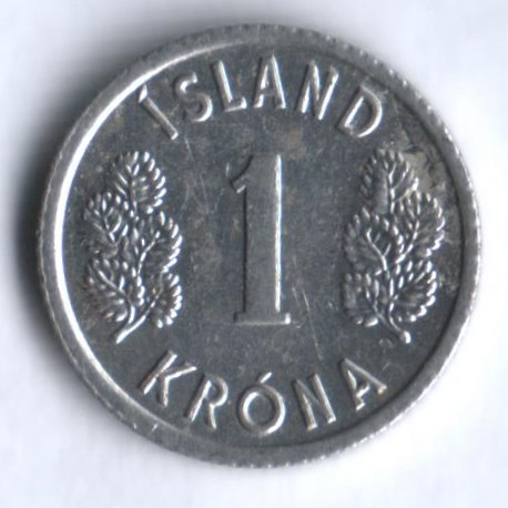 Монета 1 крона. 1976 год, Исландия.