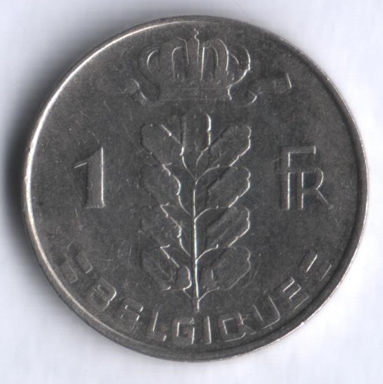 Монета 1 франк. 1964 год, Бельгия (Belgique).