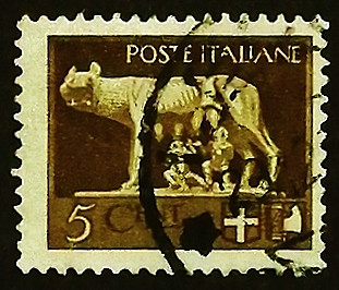 Почтовая марка. "Ромул и Рем с волчицей". 1929 год, Италия.