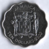 Монета 10 долларов. 2000 год, Ямайка.