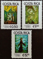 Набор марок  (3 шт.). "Мистические картины". 1977 год, Коста-Рика.