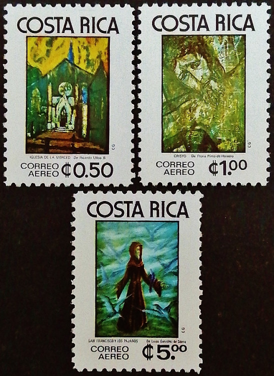 Набор марок  (3 шт.). "Мистические картины". 1977 год, Коста-Рика.