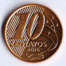 Монета 10 сентаво. 2016 год, Бразилия.