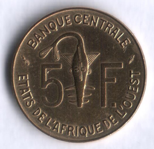 Монета 5 франков. 1984 год, Западно-Африканские Штаты.