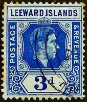 Почтовая марка (3 p.). "Король Георг VI". 1949 год, Британские Подветренные острова.