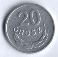 Монета 20 грошей. 1968 год, Польша.