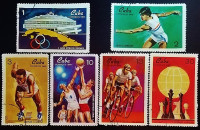 Набор почтовых марок (6 шт.). "Спортивные мероприятия". 1969 год, Куба.