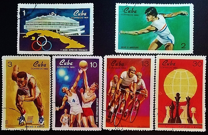 Набор почтовых марок (6 шт.). "Спортивные мероприятия". 1969 год, Куба.