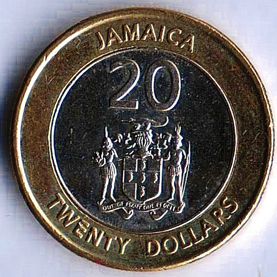 Монета 20 долларов. 2017 год, Ямайка.