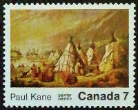 Марка почтовая. "100 лет со дня смерти Пола Кейна (1810-1871)". 1971 год, Канада.