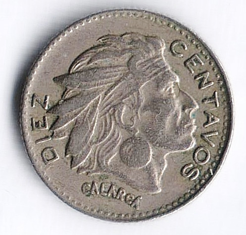 Монета 10 сентаво. 1961 год, Колумбия.