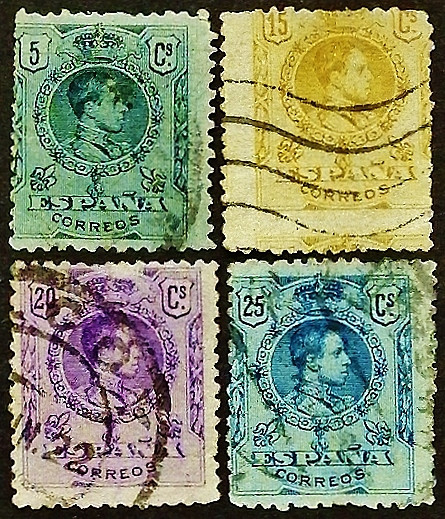 Набор почтовых марок (4 шт.). "Король Альфонсо XIII". 1917 год, Испания.