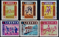 Набор марок (6 шт.). "Спорт". 1955 год, Либерия.