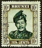 Почтовая марка (10 c.). "Султан Омар Сайфуддин". 1952 год, Бруней.