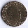 Монета 1 песета. 1953(61) год, Испания.