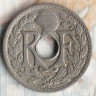 Монета 5 сантимов. 1925 год, Франция.