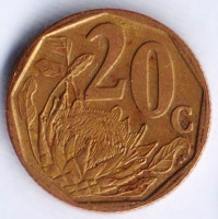 Монета 20 центов. 2006 год, ЮАР. uMzantsi Afrika.