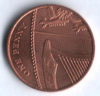 Монета 1 пенни. 2009 год, Великобритания.