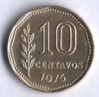 Монета 10 сентаво. 1975 год, Аргентина.