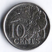 Монета 10 центов. 2017 год, Тринидад и Тобаго.